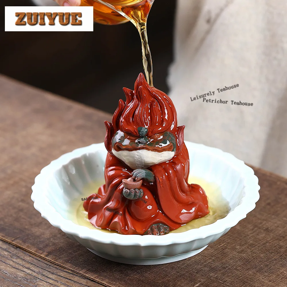 Yixing Purple Clay Fortune Golden Toad Tea Pet Zen Lucky Model Tea Figurine Play Toys Tea Statue Ornaments Supplies Craft
