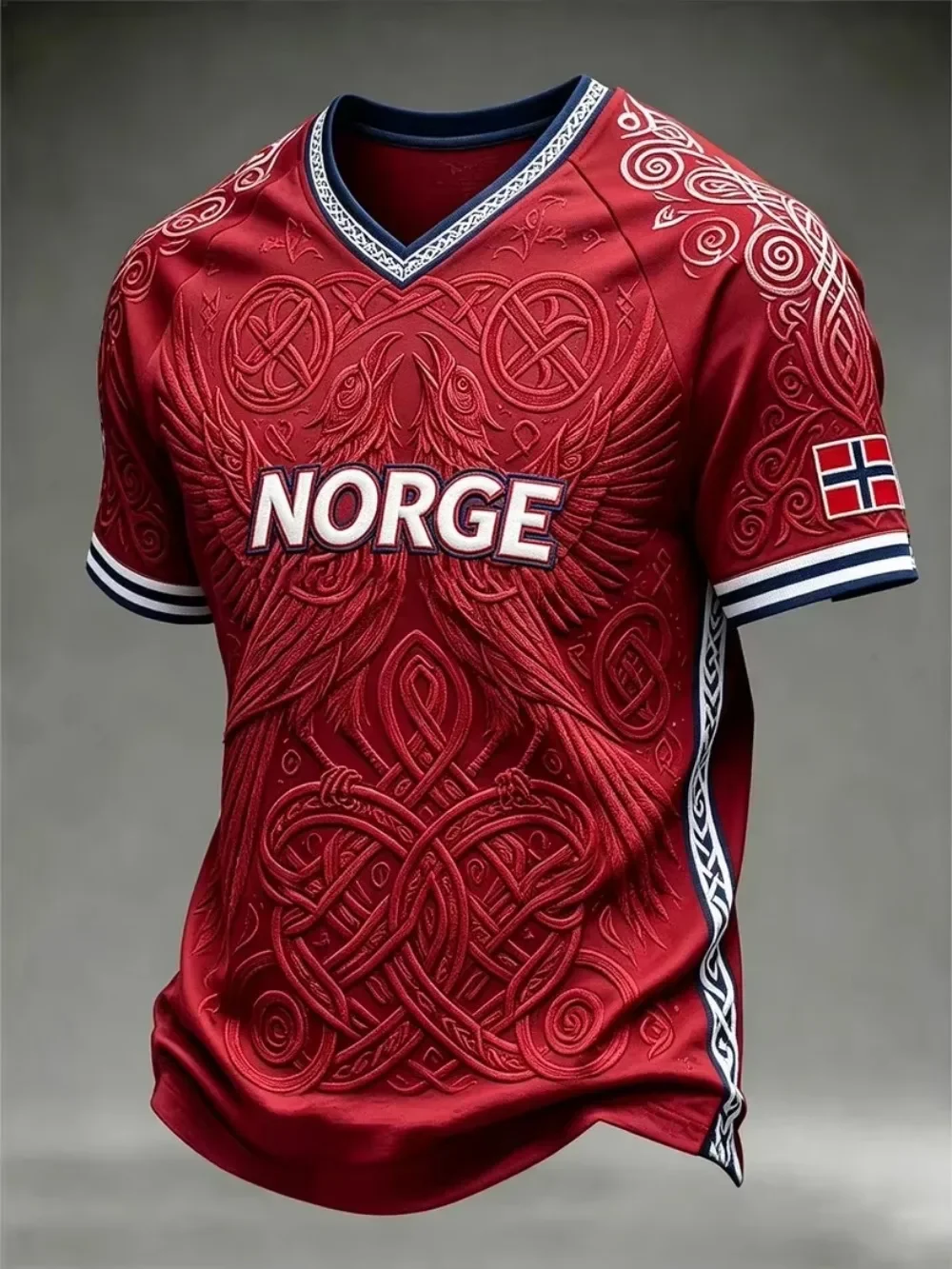Harajuku Nordic Viking Crow Pattern 3DPrint Sport Quick-dry Breath Men V-neckT-Shirt Outdoor Street Casual Parent-Child Clothing