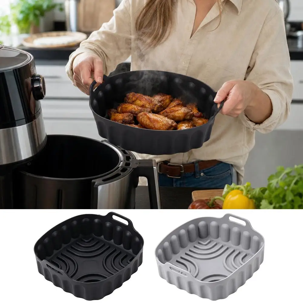 1 pieza de plato de silicona de 25 cm para freidora de aire, horno, para hornear pizza, pollo frito, cesta de silicona r