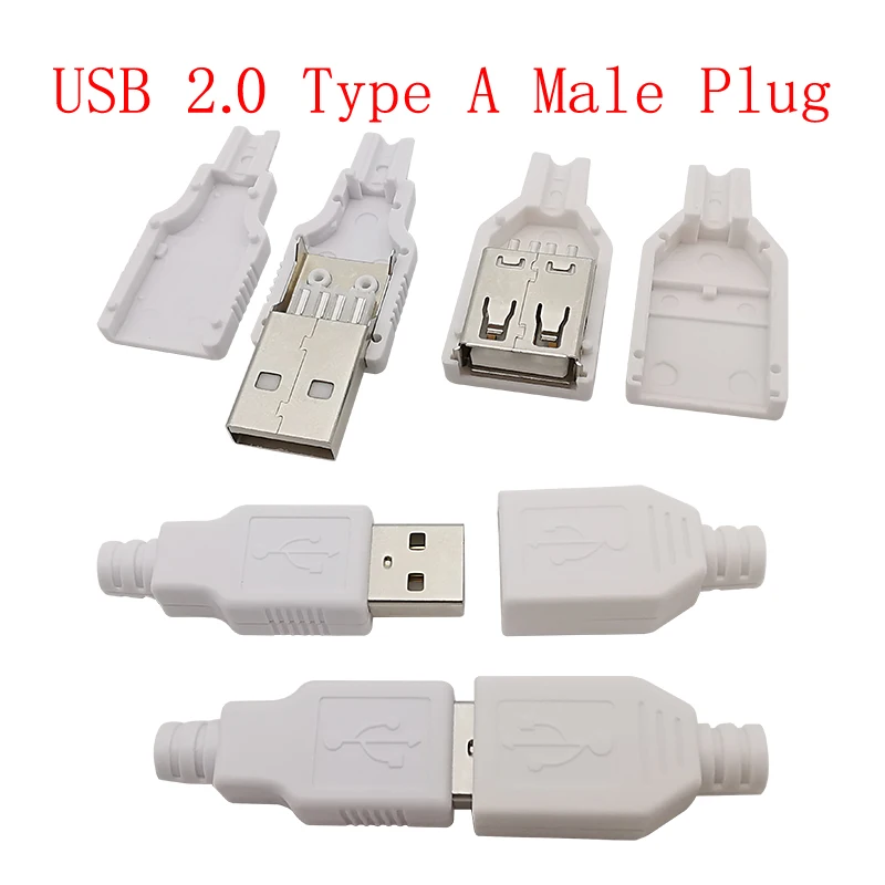 10Pcs USB Connectors Type C / Micro / USB 2.0 Type A Male Female Assembly Adapter DIY Soldering Repair Data Charging Plug Socket