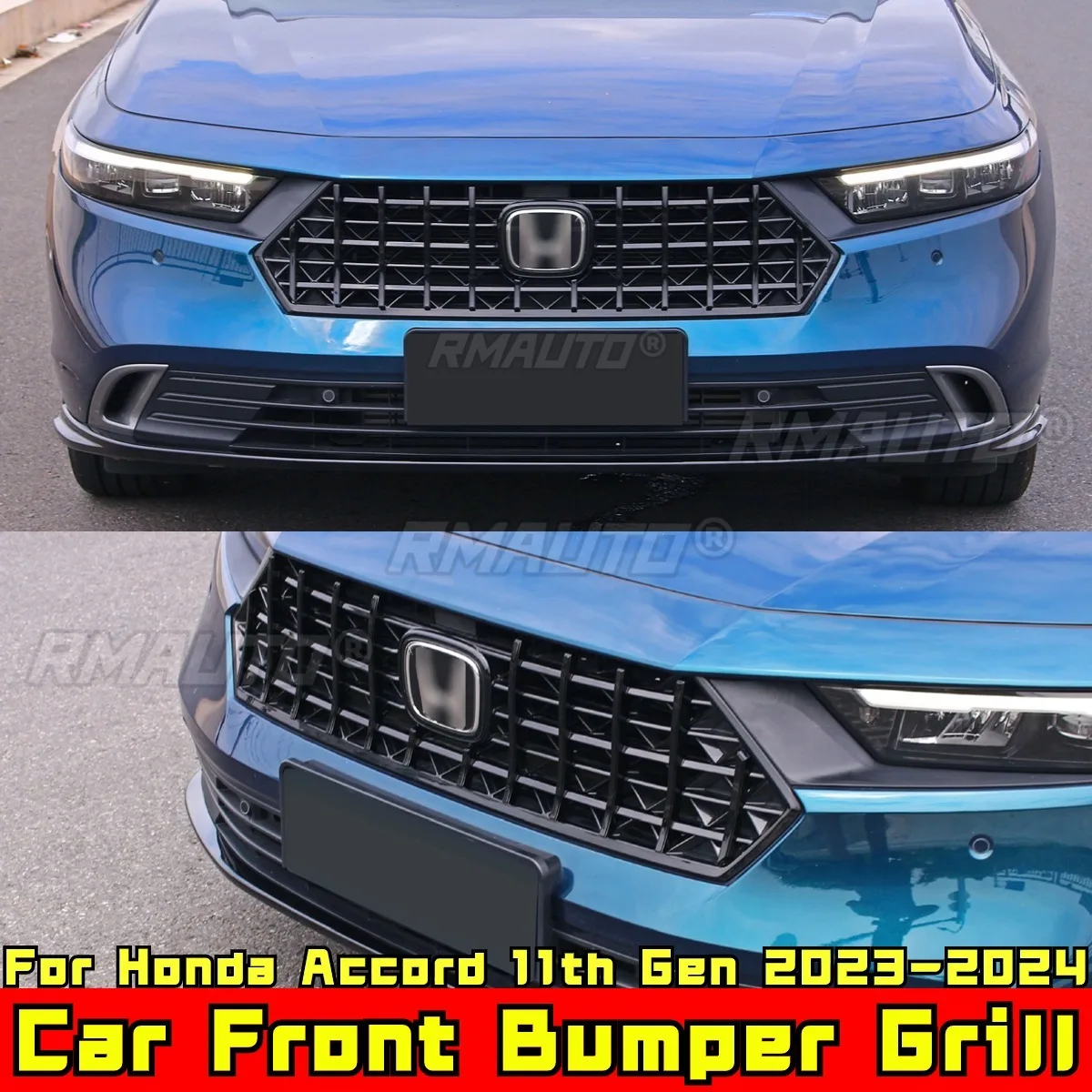

For Honda Accord 11th Gen 2023-2024 Body Kit Car Grille Silvery GT Style Grill Trim Grill Cover Grille Car Accessories