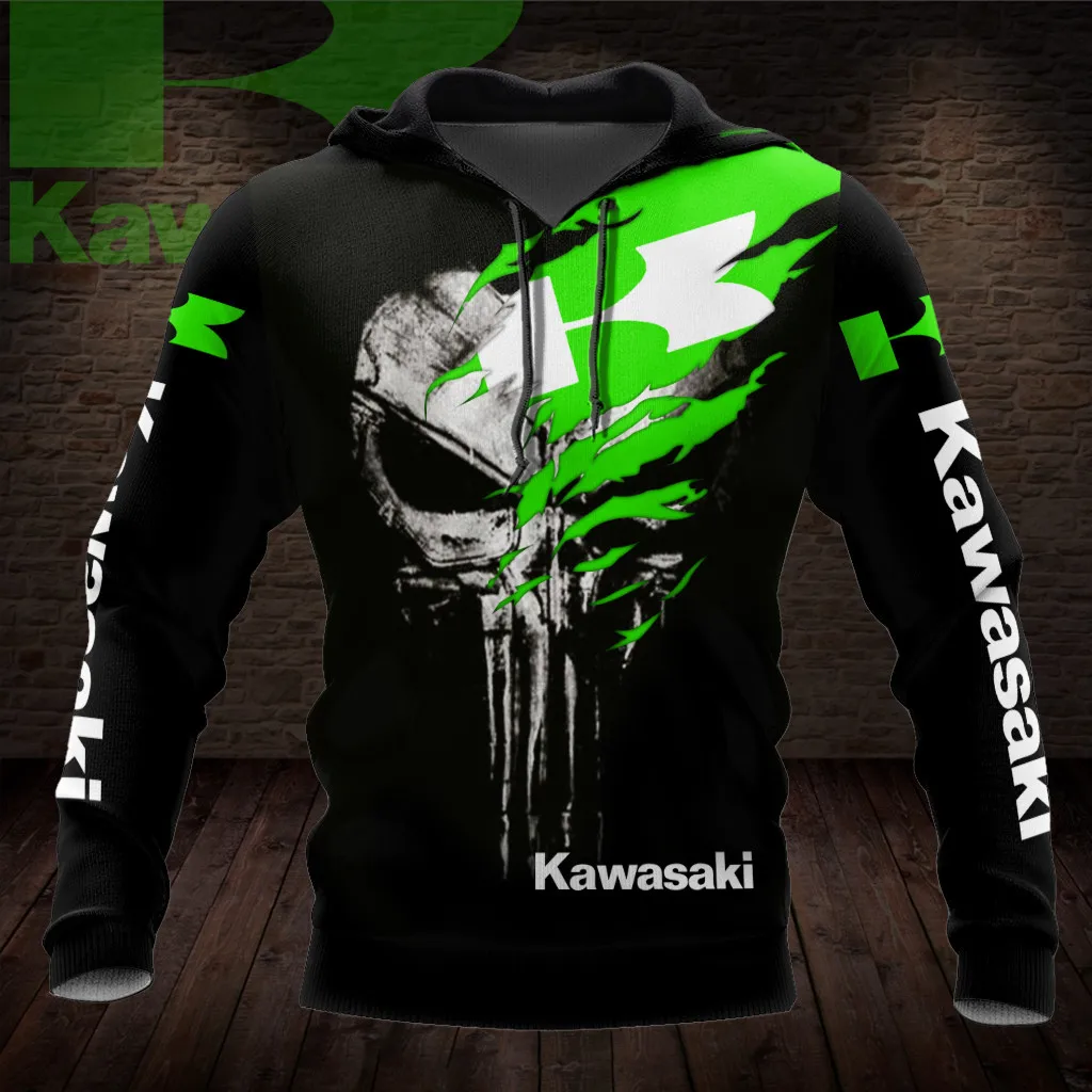 Kawasaki Mens Clothing High-quality Oversized Hoodie Extreme Sports Sweatshirt Child Unisex Motorcycle Uniform Racing Suit Men's