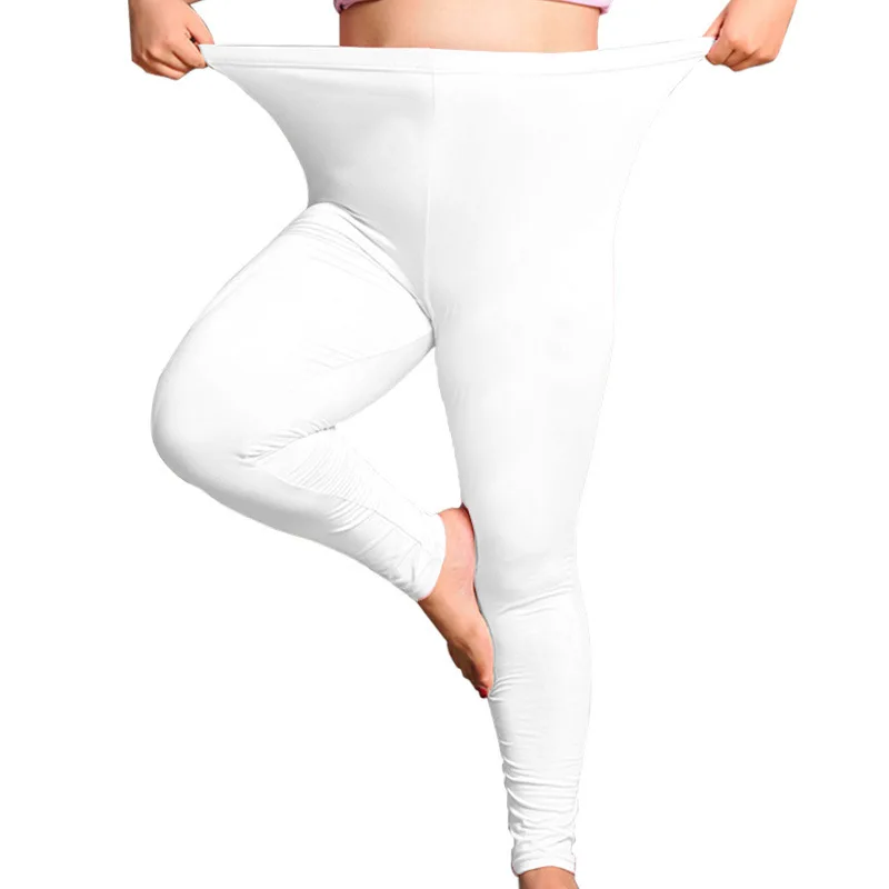 75-100kg Plus Size Women High Waist Modal Cotton Leggings Thin Warm Autumn Pants Elastic Fat Long Gray Black Chubby Grey
