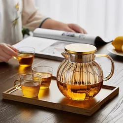 Glass Kettle Pots Teapot Kawaii Color Pumpkin Thermal Water Bottle 1000ml with Cup Moka Pot Home Appliance Kitchen Accessories