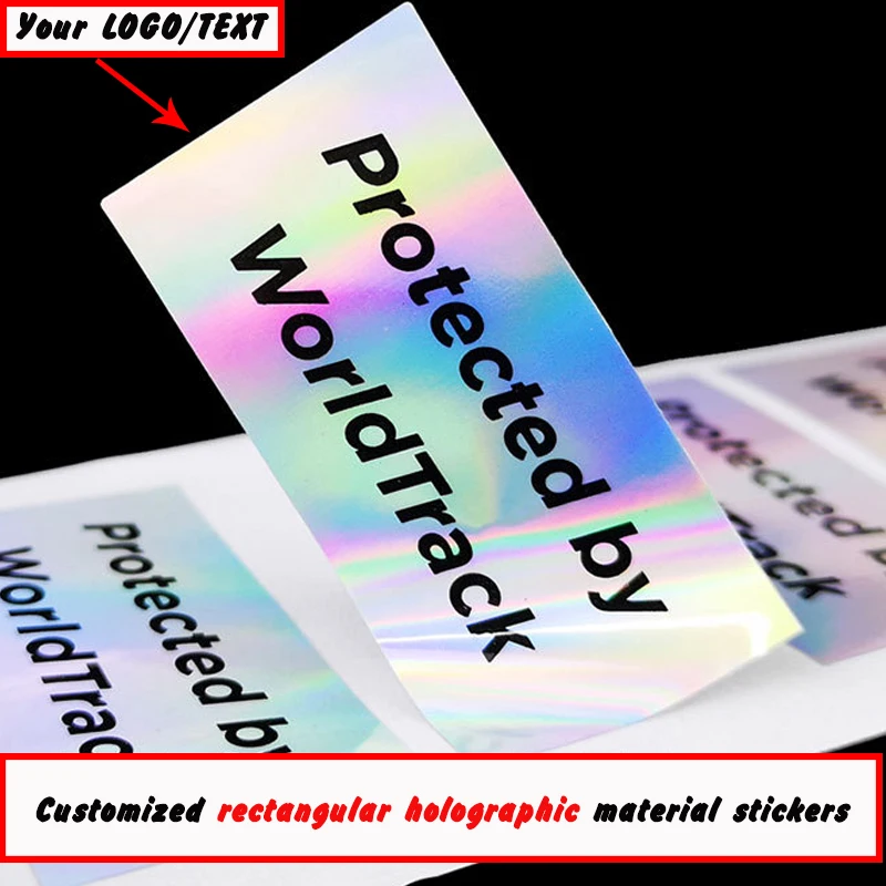 Personalized customization of rectangular holographic materials for your own design, wedding, birthday, party stickers, company