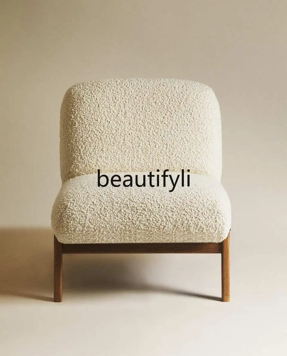 

Upholstered terry yarn effect wool living room single backrest sofa chair