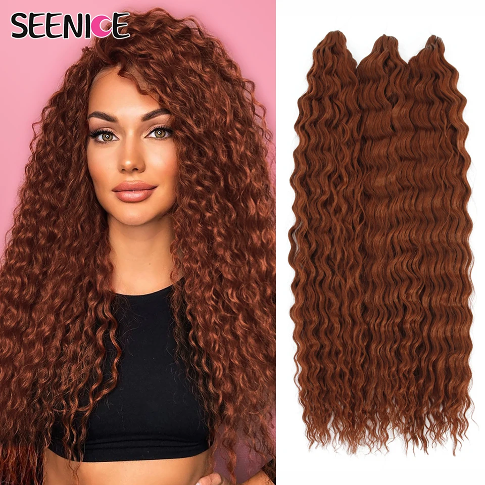 Ariel Curl Hair 22“Water Wave Twist Crochet Hair Synthetic Braid Hair Ombre Red Orange Color Deep Wave Braiding Hair Extensions