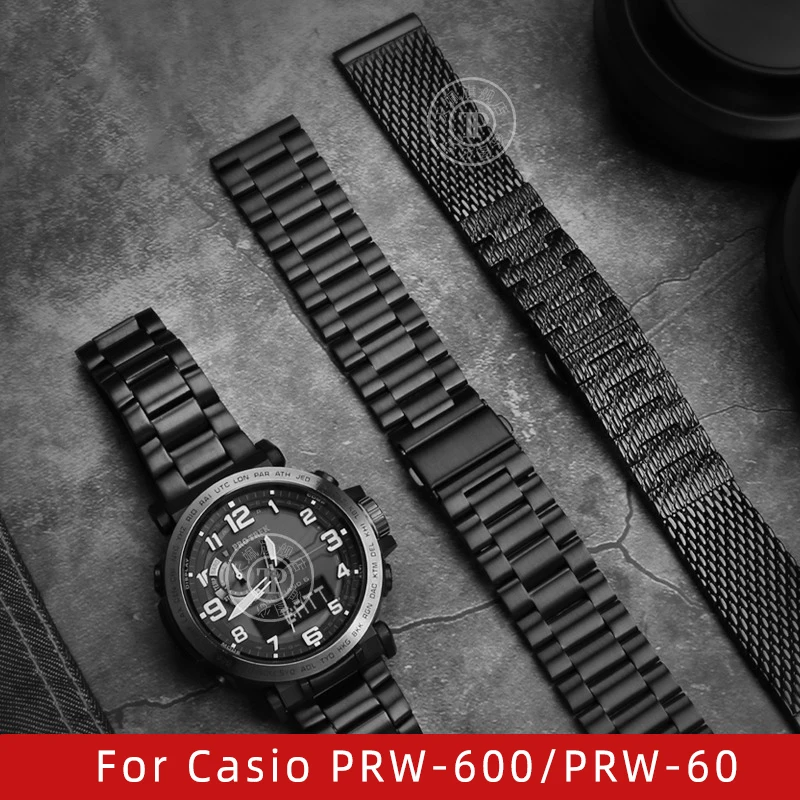 Solid stainless steel For Casio PROTREK Series PRW-600/PRW-60/PRW-50/70 30  Sports 23mm Quick Release Men\'s Strap