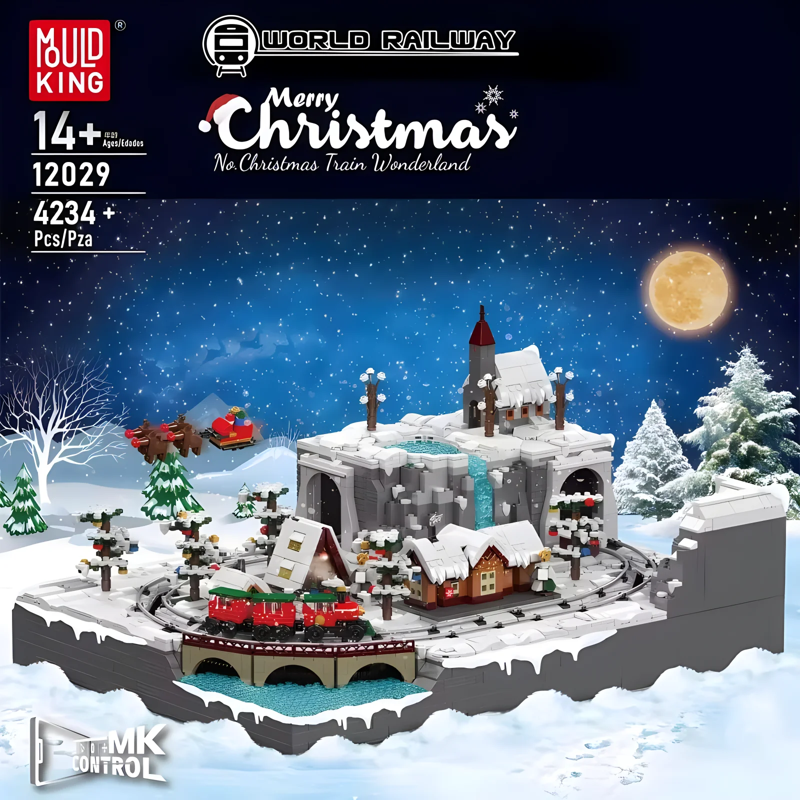 Mould King 12029 Christmas Building Block Motorized Christmas Train Wonderland Model Assembly Car Brick Toys Kids Christmas Gift