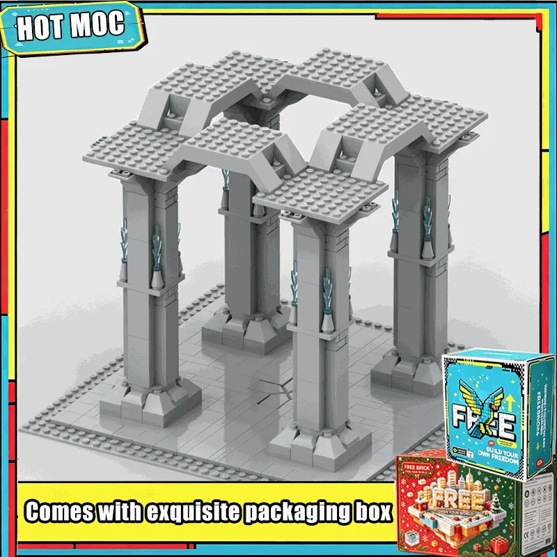 385PCS MOC Ancient Stone Ruins Pillars Temple Arch Model Building Blocks Creative Assembly Educational Collection Display Gift