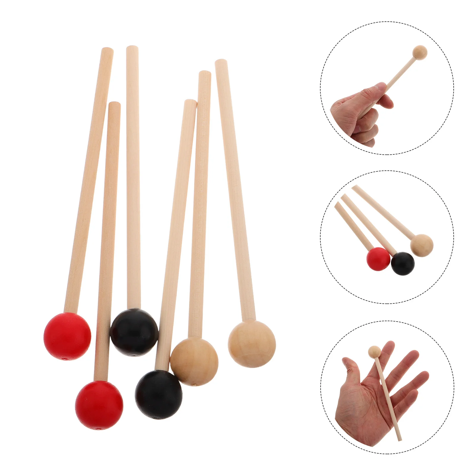 

3 Pairs Musical Instrument Hammer Lightweight Percussion Stick Drumsticks for Kids Marching Snare Mallets
