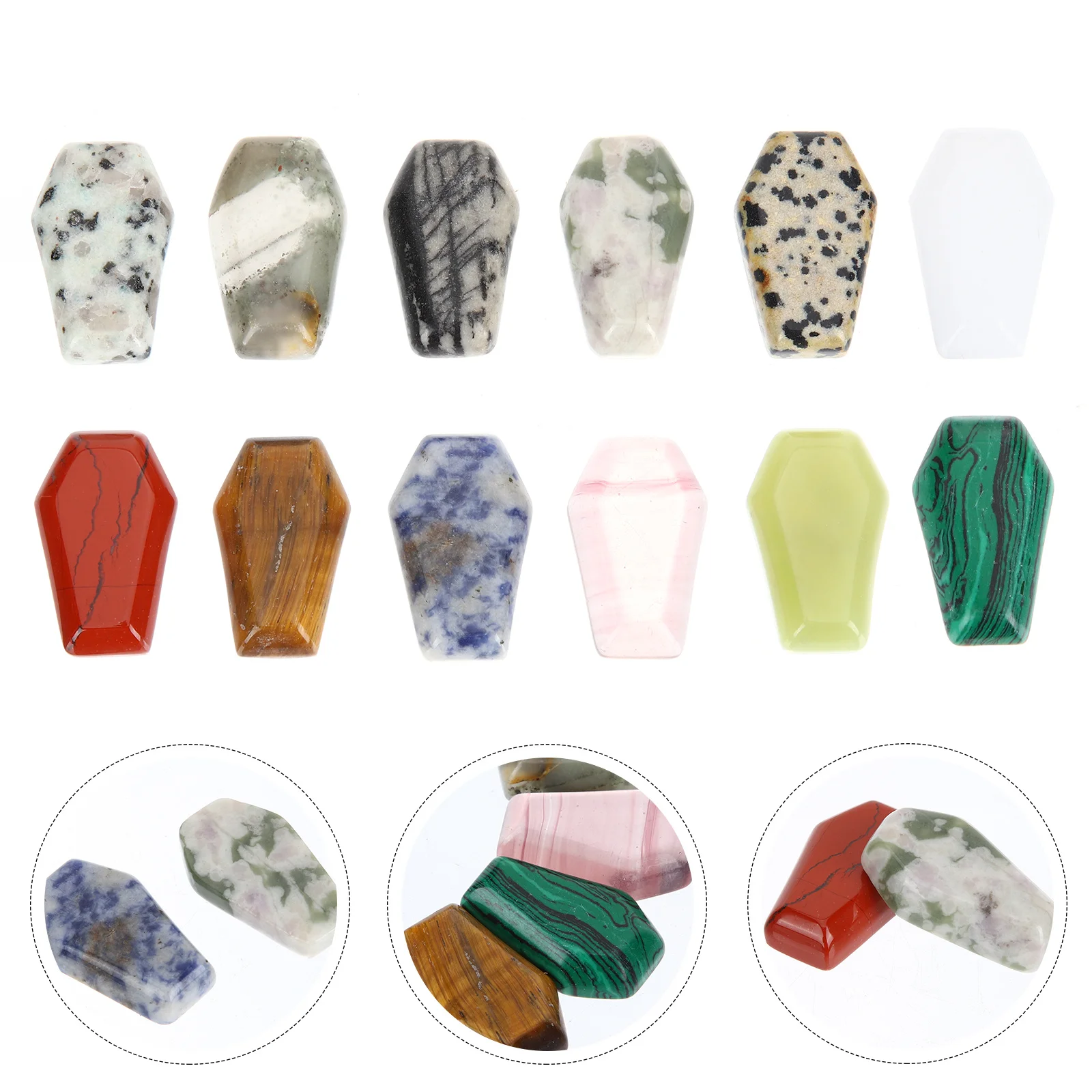 

12 шт. натуральные хрустальные камни в форме гроба, элегантные цвета, подарки для медитации, дома, хрустальные камни, натуральный камень