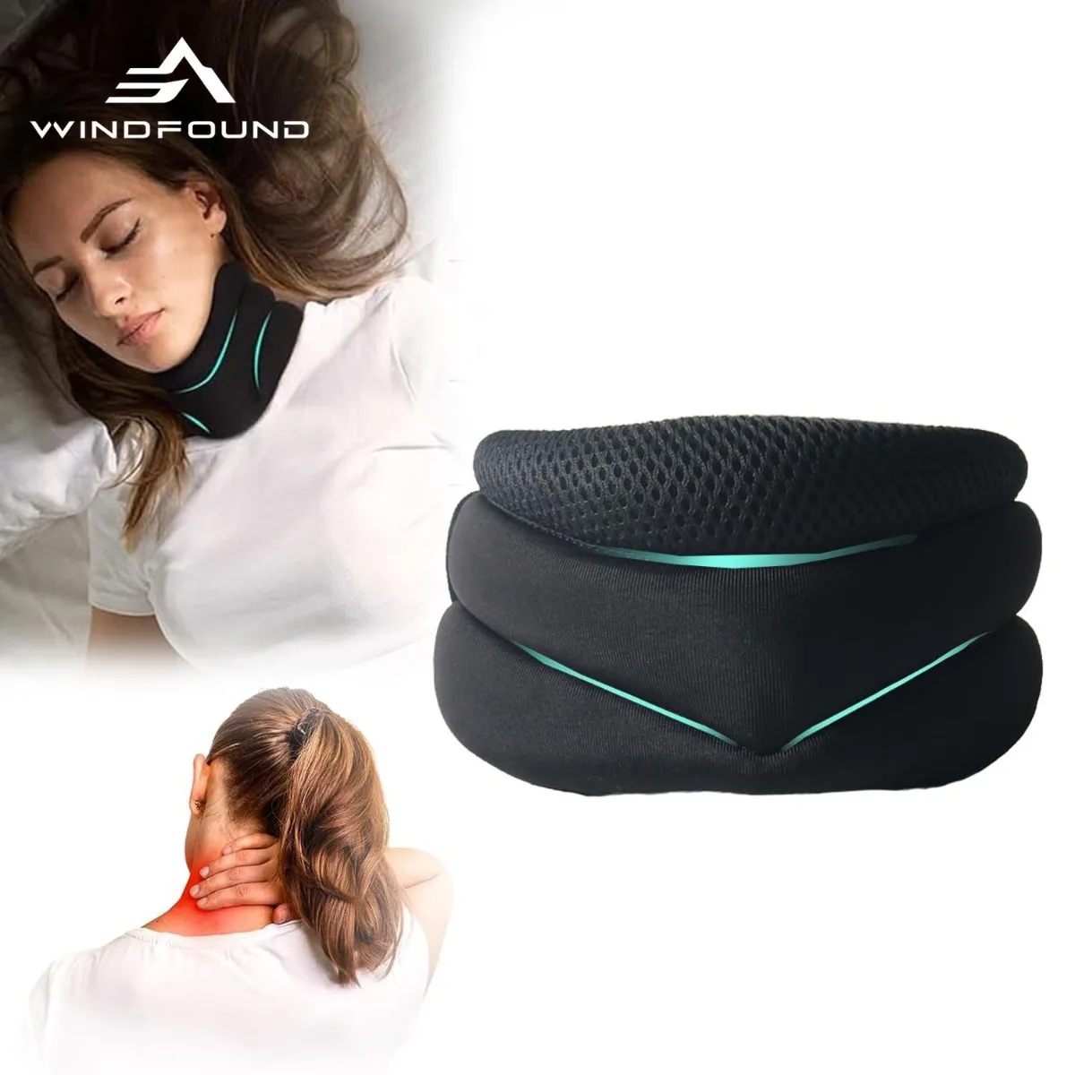Adjustable Neck Brace with 3-Layer Memory Foam, Breathable Cervical Collar for Neck Pain Relief, Ergonomic Support for Travel