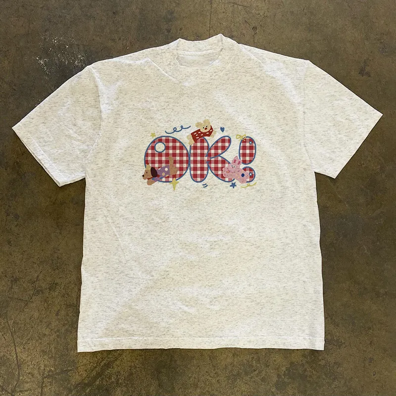 خمر منقوشة رسالة جرو قصيرة الأكمام المرأة تي شيرت تصميم حصري لينة النسيج الصيف عادية تنوعا قصيرة الأكمام