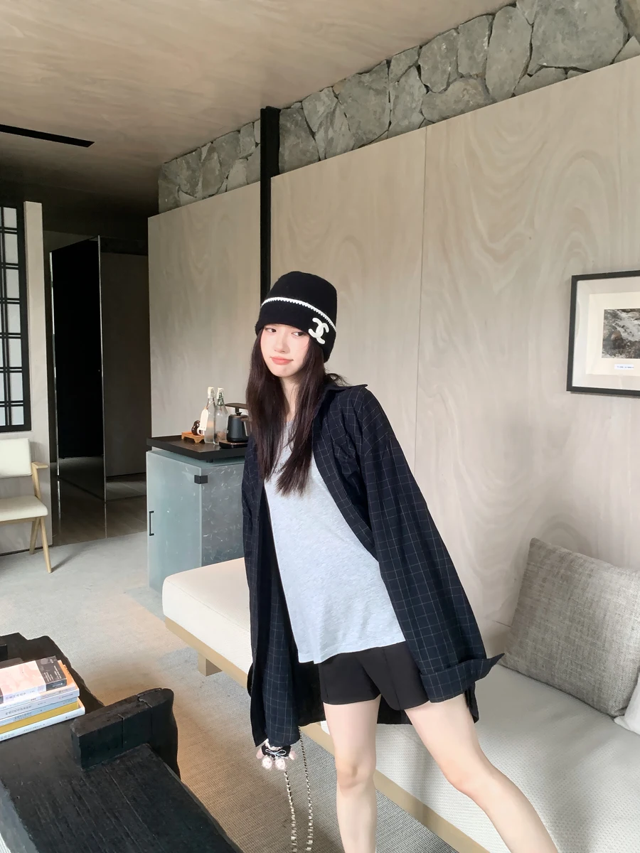 

Retro Pure Cotton Oversized Casual Plaid irt Women's 2025 Autumn New Lazy Boyfriend Sle Top Breathable Comfortable Long S...