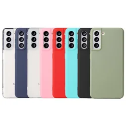 Case For Samsung Galaxy S21 S22 Plus Bumper S21 FE S22 Ultra Simple Slim Matte Soft Silicon Back Cover Case