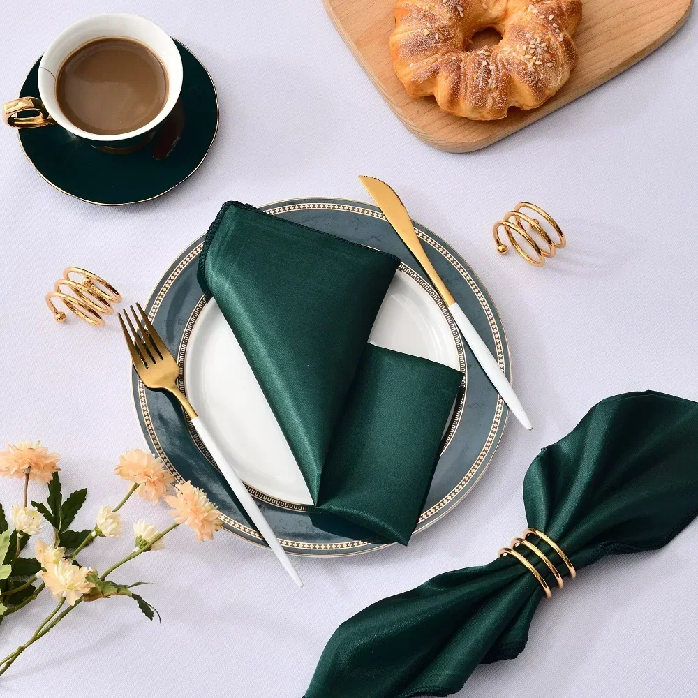 6pcs 30*30cm Satin Table Napkin Hotel Serving Table Napkins Square Washable Handkerchief Wedding Birthday Banquet Decoration