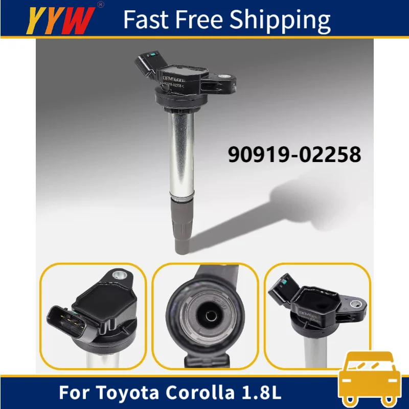 

4Pcs 90919-02258 Ignition Coils 673-1310 For Toyota Corolla 1.8L Metal & Plastic Ignition Coil Set Durable Car Accessories ﻿