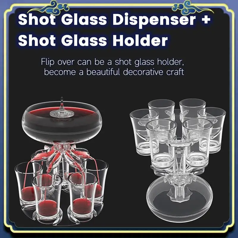 Último dispensador de bebidas para fiestas con juego de 6 vasos de chupito, dispensador de licor acrílico sin contacto para cóctel de sidra de bebidas