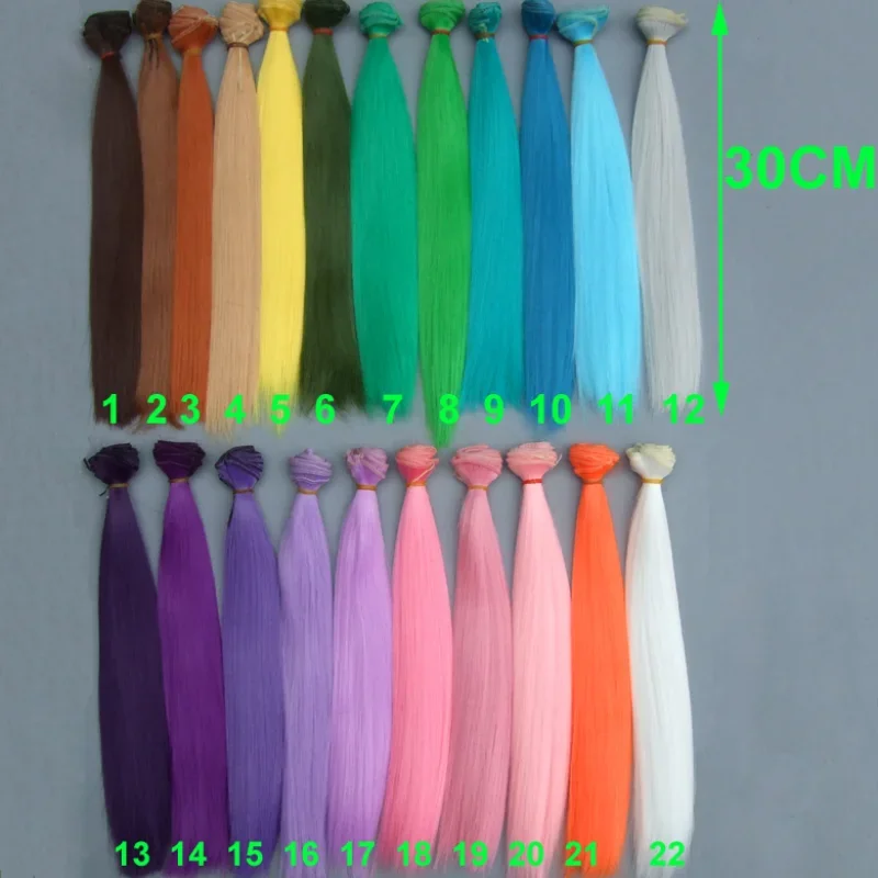 30cm Straight Long Doll Hairs Pink White  Blue Brown Orange Yellow Color BJD Doll Trees Diy Fabric Art Toys Wigs