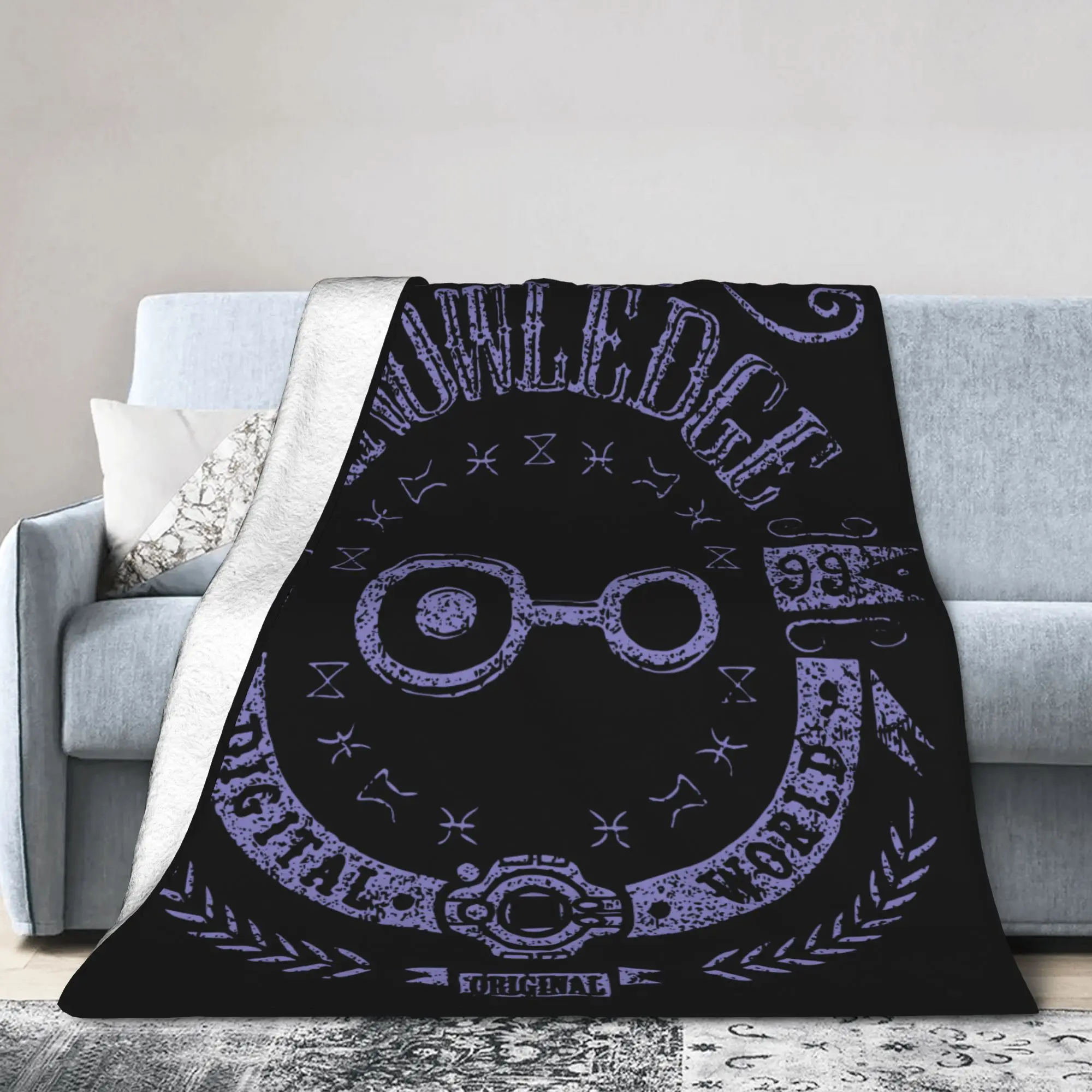 Knowledge Knitted Blankets Fleece Digimon Nostalgic Anime Soft Throw Blankets for Car Sofa Couch Bed Rug