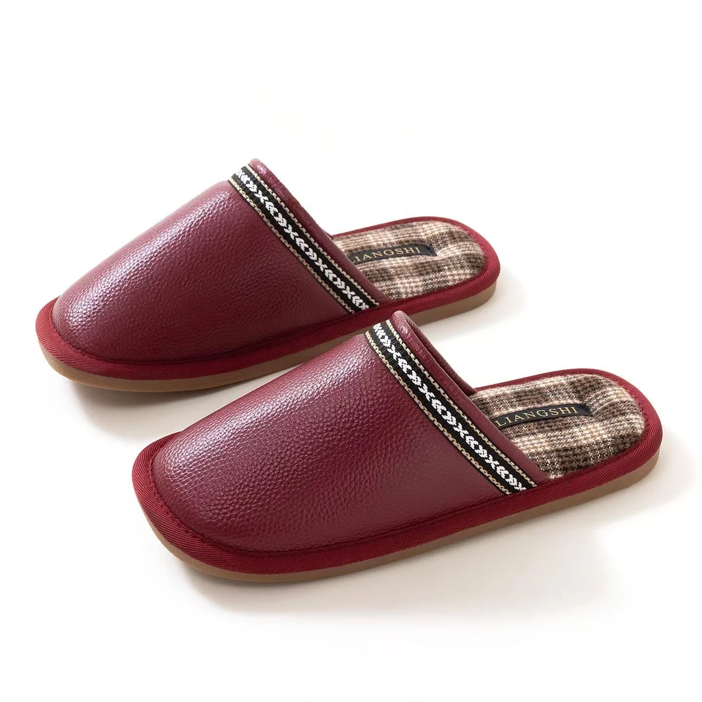 

Женские осенне-зимние новые кожаные домашние тапочки Baotou, нескользящие водонепроницаемые тапочки на резиновой подошве, сохраняющие тепло, бесшумные тапочки на деревянном полу