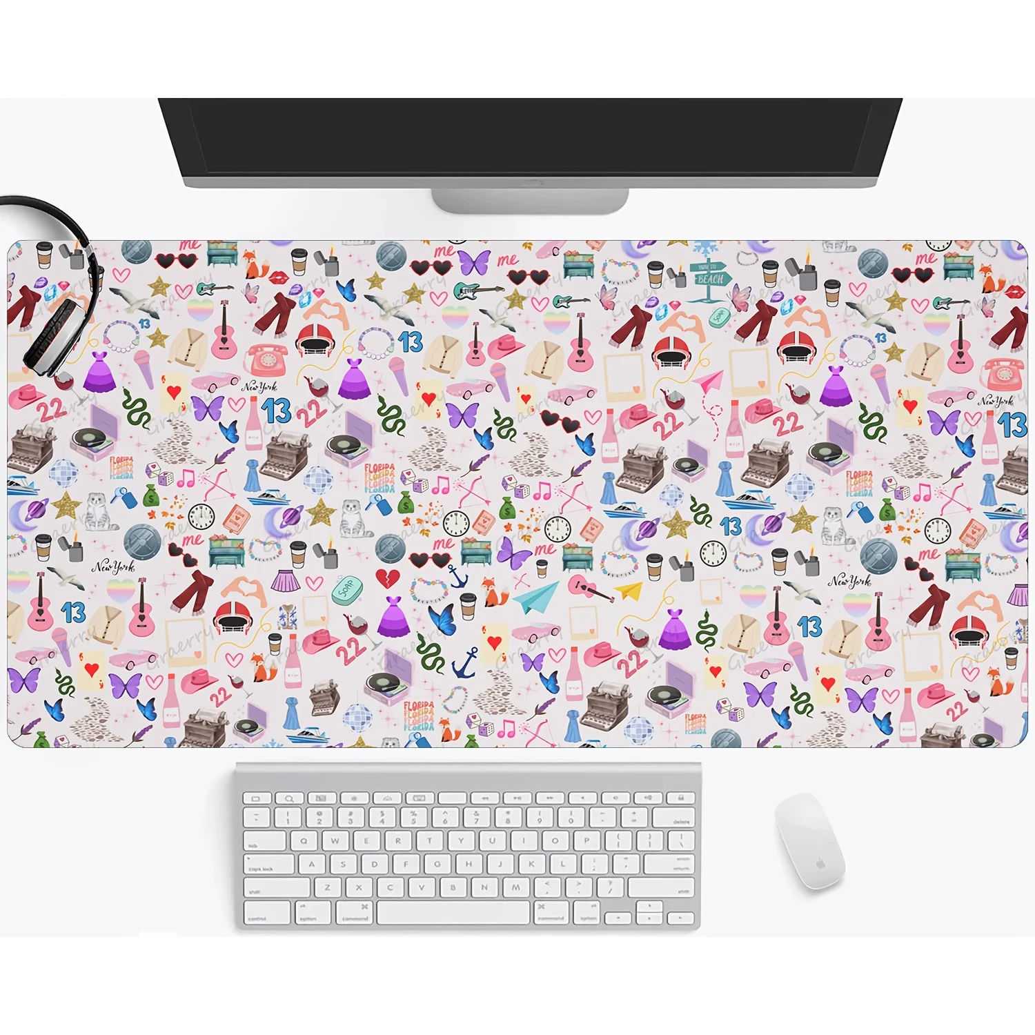 

Коврик для мыши и клавиатуры Inspired Music Art: большой, нескользящий, с резиновой основой, для длительной игры