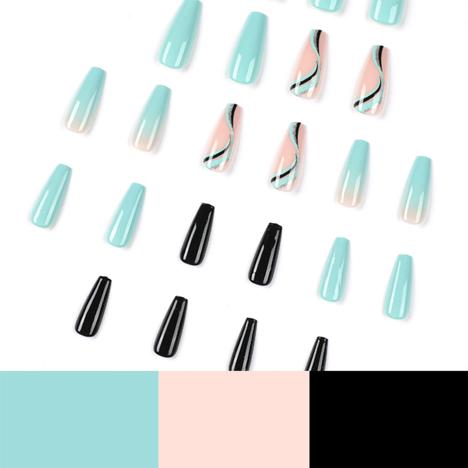 Long  Ballerina Fake Nails Eco-friendly No Toxic Safe Nails for Home Daily Nail Art Salon