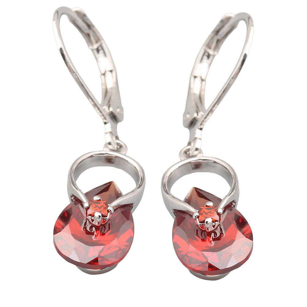 8*12mm Red Garnet 925 sterling sliver Hoops Earrings EH055