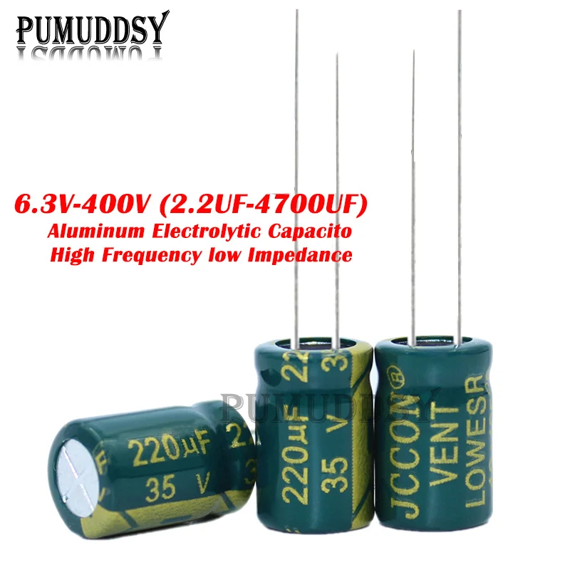 Aluminum Capacitor 10V 16V 25V 35V 50V 400V 100UF 220UF 330UF 470UF 680UF 1000UF 1500UF 2200UF 3300UF High Frequency Low ESR