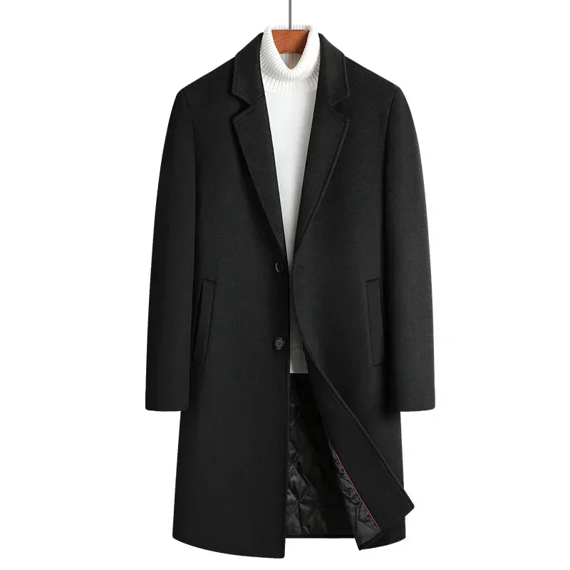 

Autumn and winter new men's woolen coat wool 54.3% medium and long suit collar cotton thickened woolen coat men's coat