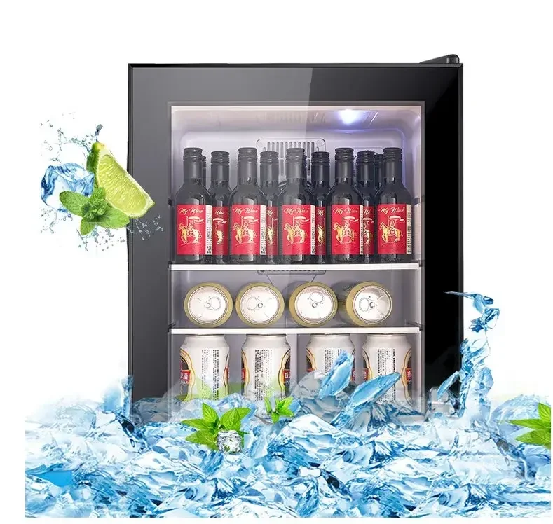 Beverage Refrigerator Cooler Small Drink Refrigerator Mini Fridge with Glass Door for Home Office Bar