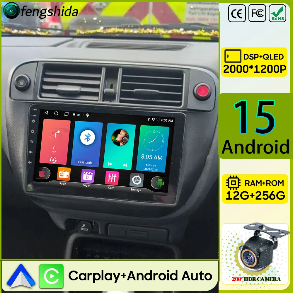 

Car Radio Carplay For Honda Civic EJ EK EM 1995-2001 Navigation GPS Android 15 Android Auto Stereo Video BT Autoradio 4G No 2din