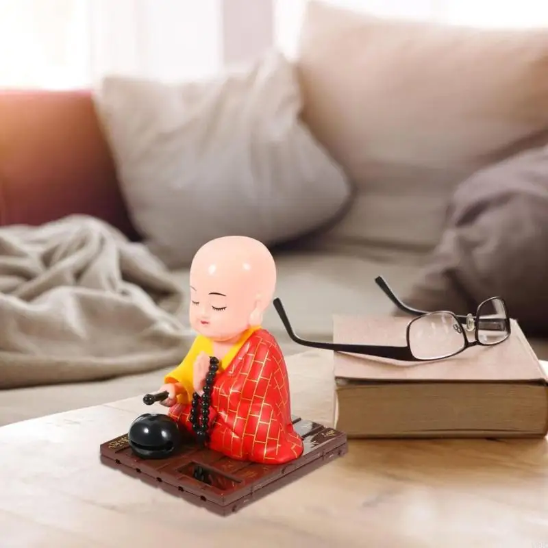 Little Monk Bobblehead Car Decors Solar Powered ABS Sculpture Cultural Symbol For Home And Vehicle Decoration New