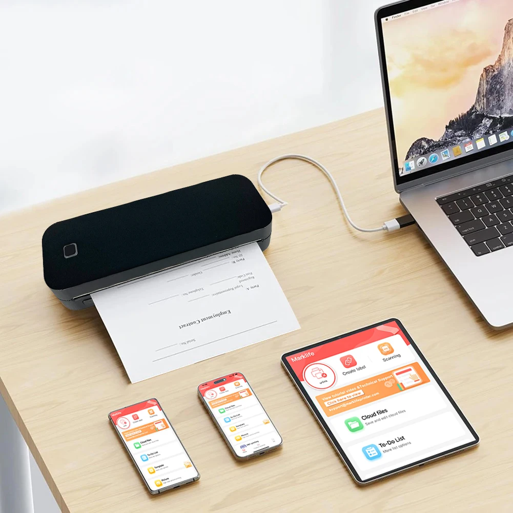 Marklife 휴대용 A4 열전 사 프린터 무 잉크 사진 PDF 문서 프린터 메모 메모 문신 인쇄 블루투스 문신 스텐실 프린터