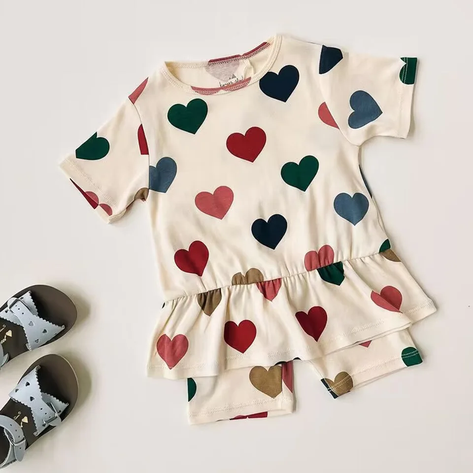 Sommer Baby Mädchen ks Slip Kleider Kinder Baumwolle Kleidung Mädchen kurze Ärmel bedruckte Hemden Shorts passt Kinderheim Sets 1-9y
