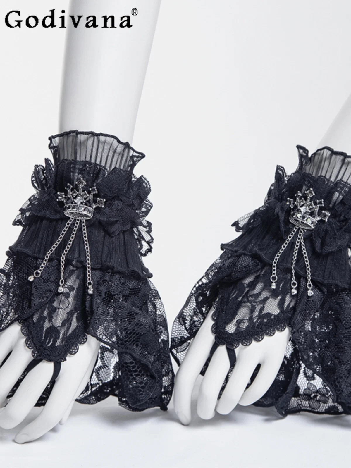 

Japanese original Lolita black silk lace gloves dark loli sweet cool girl goth punk gloves
