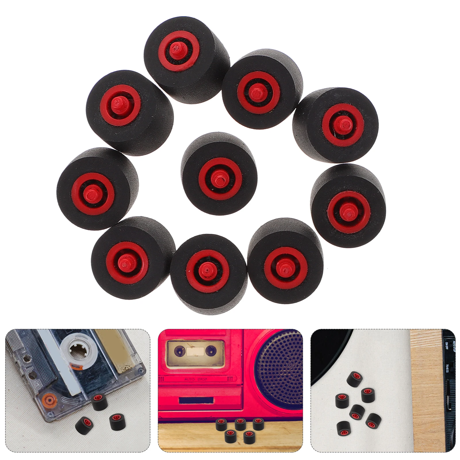 

10 Pcs Pressure Roller Sturdy Pinch Wheel Tape Recorder Pulley Bearing for Cassette Machine Rubber Radio Repair