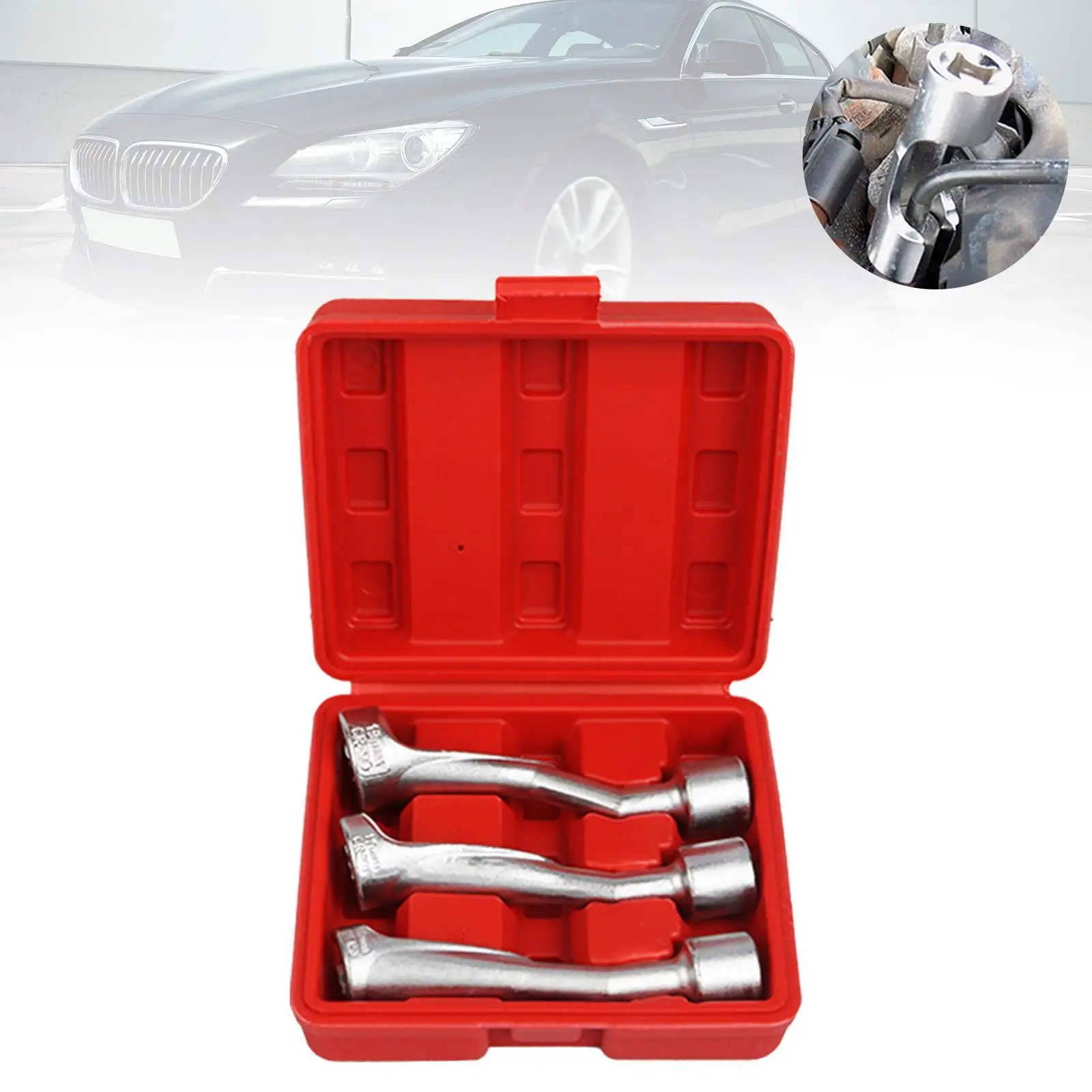 

3Pcs Fuel Line Socket Nut Wrench 1/2" Drive Hand Tools Pipe Wrench L Removal Socket Practical Accessory Convenient Open Spanner