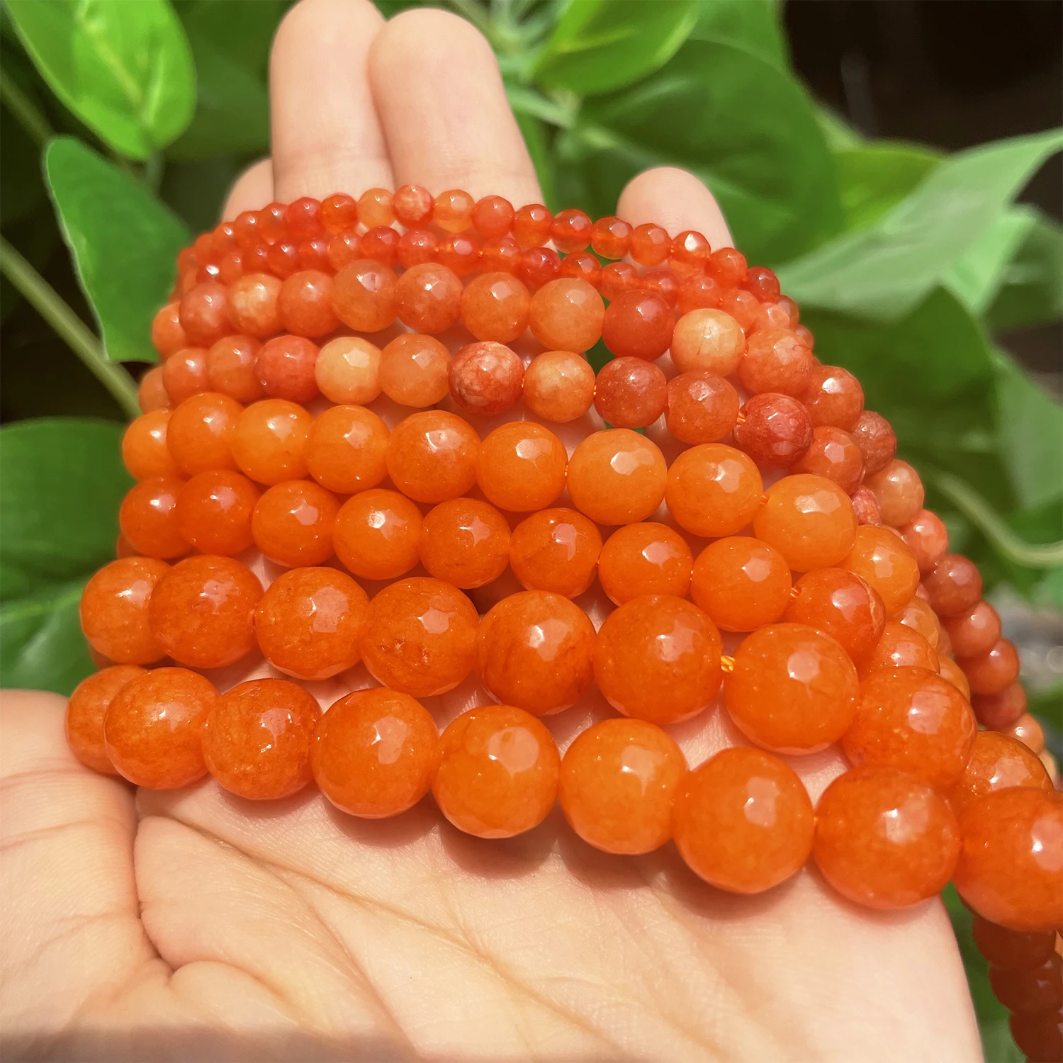 Natural Faceted Orange Chalcedony Stone Jades Loose Spacer Beads for Jewelry Making Needlework Diy Charms Bracelet Accessories