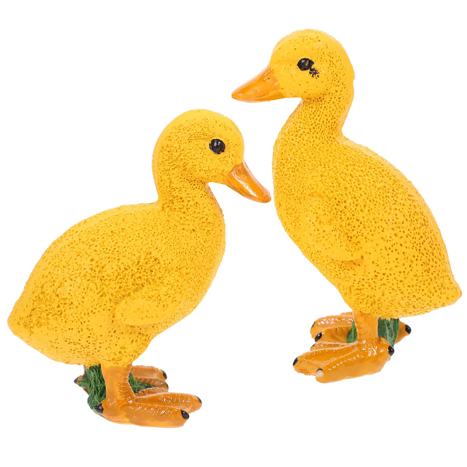 2Pcs Yellow Duck Resin Garden Decor Excellent Handwork Cute Mini Ornament for Succulent Pots Micro Landscape DIY Adornment