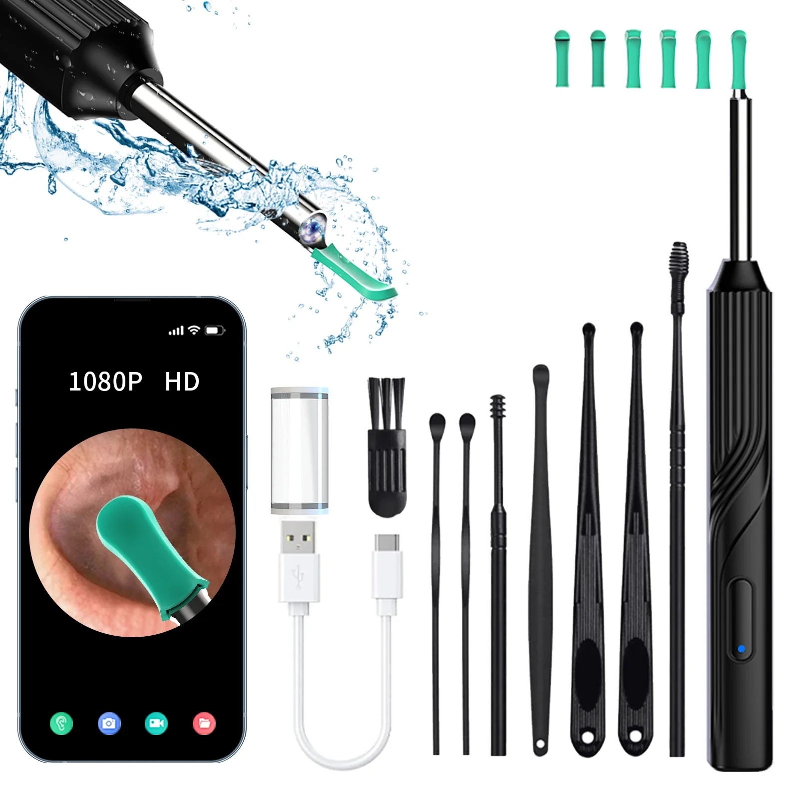 Ohrenschmalz-Entferner, Reinigungswerkzeug, Ohrendoskop mit Mini-Kamera, USB-C-Aufladung, Earpick-Gesundheitspflegeset für iPhone und Android, bestes Geschenk