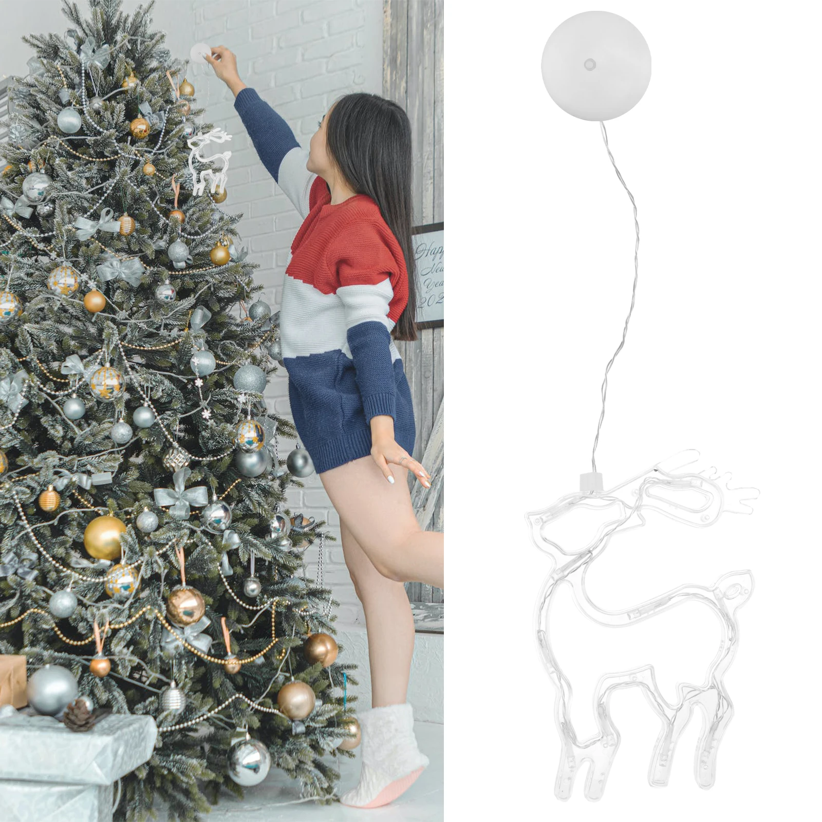 

Elk Window Lights Led Hanging Light Operated Indoor Decor Christmas Widow Lights With Suction Cup For Home Party