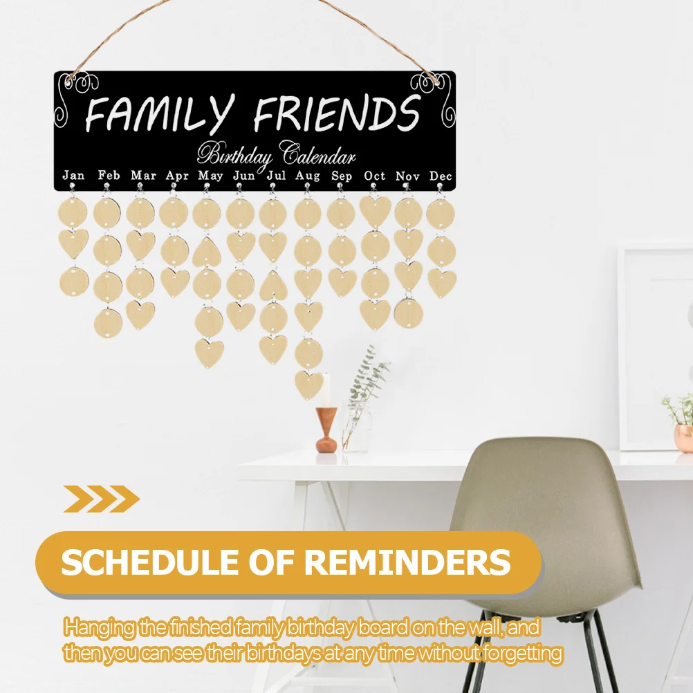 

1 комплект, семейная доска на день рождения, праздничное напоминание, деревянный календарь, подвесной трекер на день рождения, настенный художественный календарь с напоминанием о фестивале