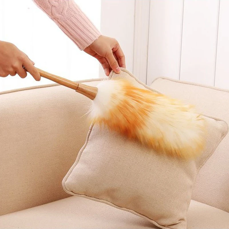 Anti-static Lambswool Feather Brush Duster The Dust Brush Feather Duster Dusting Cleaning Brush Wool Duster Brush Dust Broom