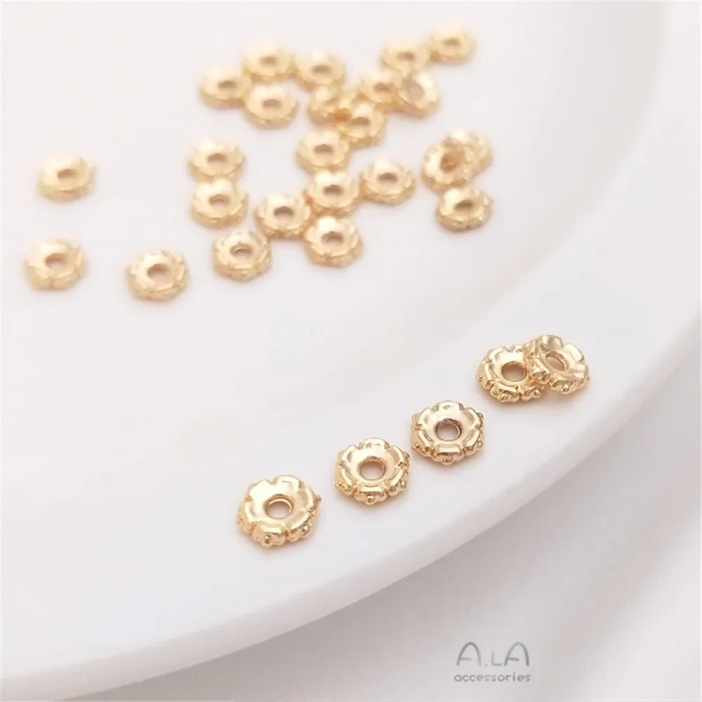 14K Gold Plated Receptor-type hexagonal divider scattered beads handmade bracelet jewelry beads DIY hand string material