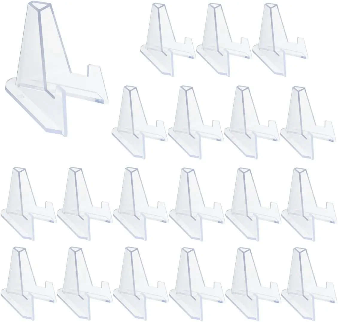 

20 Acrylic Easel Stands Display Mini Clear Holder for Coins Pocket Watches Medals 2.12x1.4 Inch