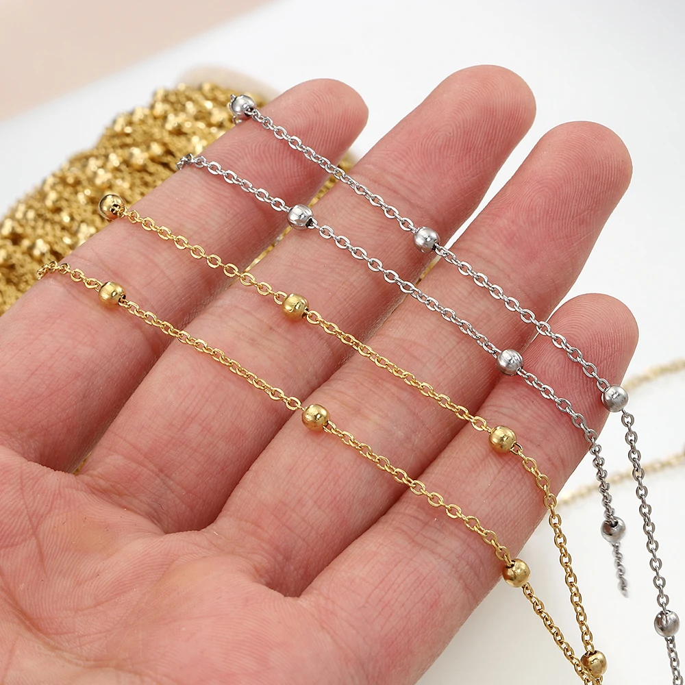 2Meter 1Meter Edelstahl Perlen Ketten kein Verblassen für Schmuck machen DIY Halskette Armband Fußkettchen Kugel kette hand gefertigt – Detail 9