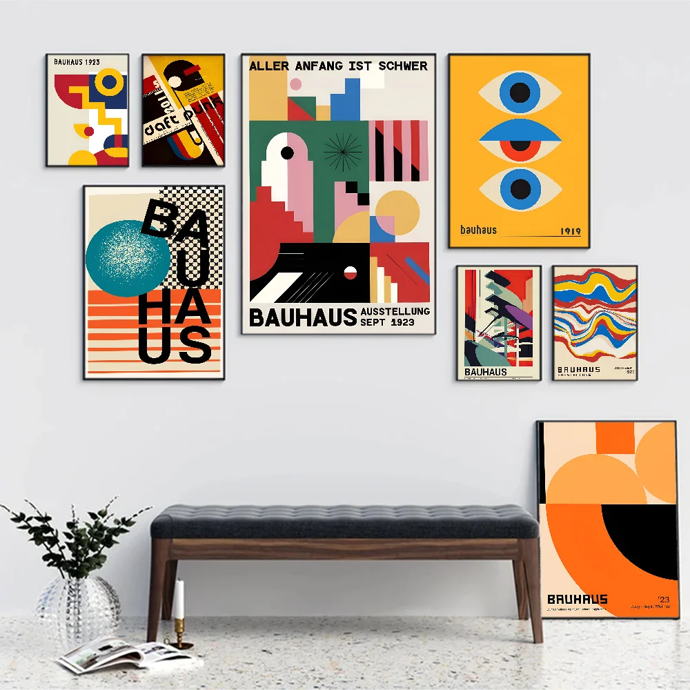 Mid Century Bauhaus Self-adhesive Art Poster Whitepaper Prints Posters Artwork Aesthetic Art Wall Painting