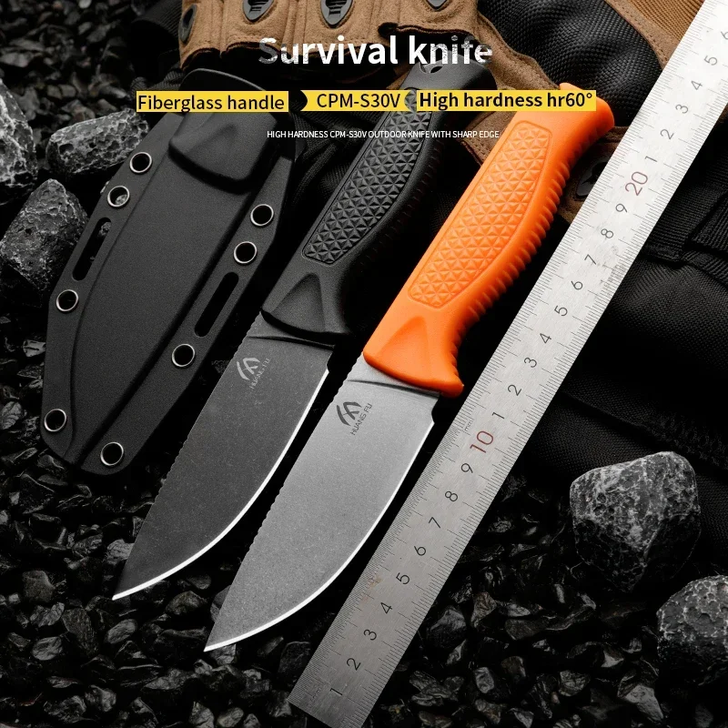 Premium CPM-S30V Fixed Blade Outdoor Knife for Camping and Hunting with Tough Wilderness Survival Features